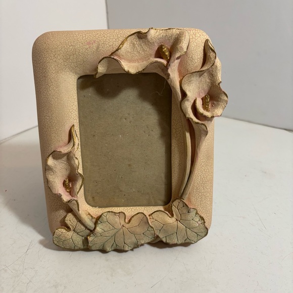 Vintage Other - 🛍️3/$30 Vintage 1980’s floral pink calla lily crackle ceramic picture frame